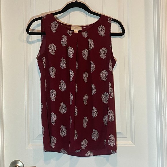 Maroon Paisley Patterned Sleeveless Blouse Tanktop - Picture 1 of 2